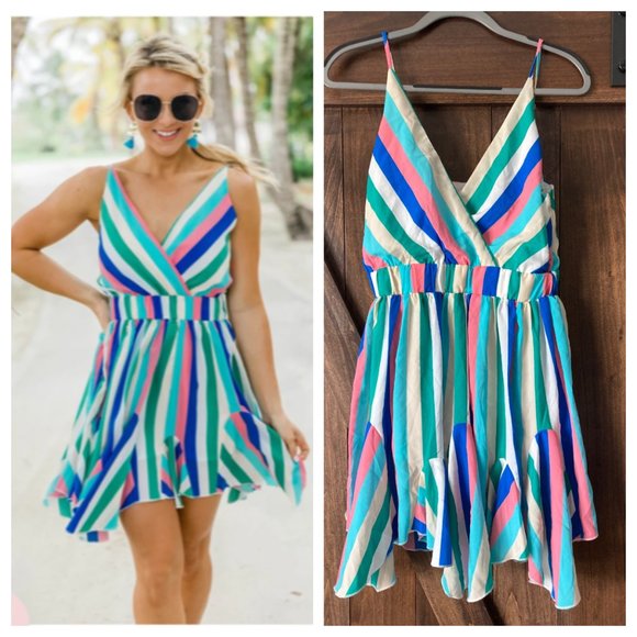 Maybe It Was Magic Rainbow Striped Dress - Picture 1 of 5